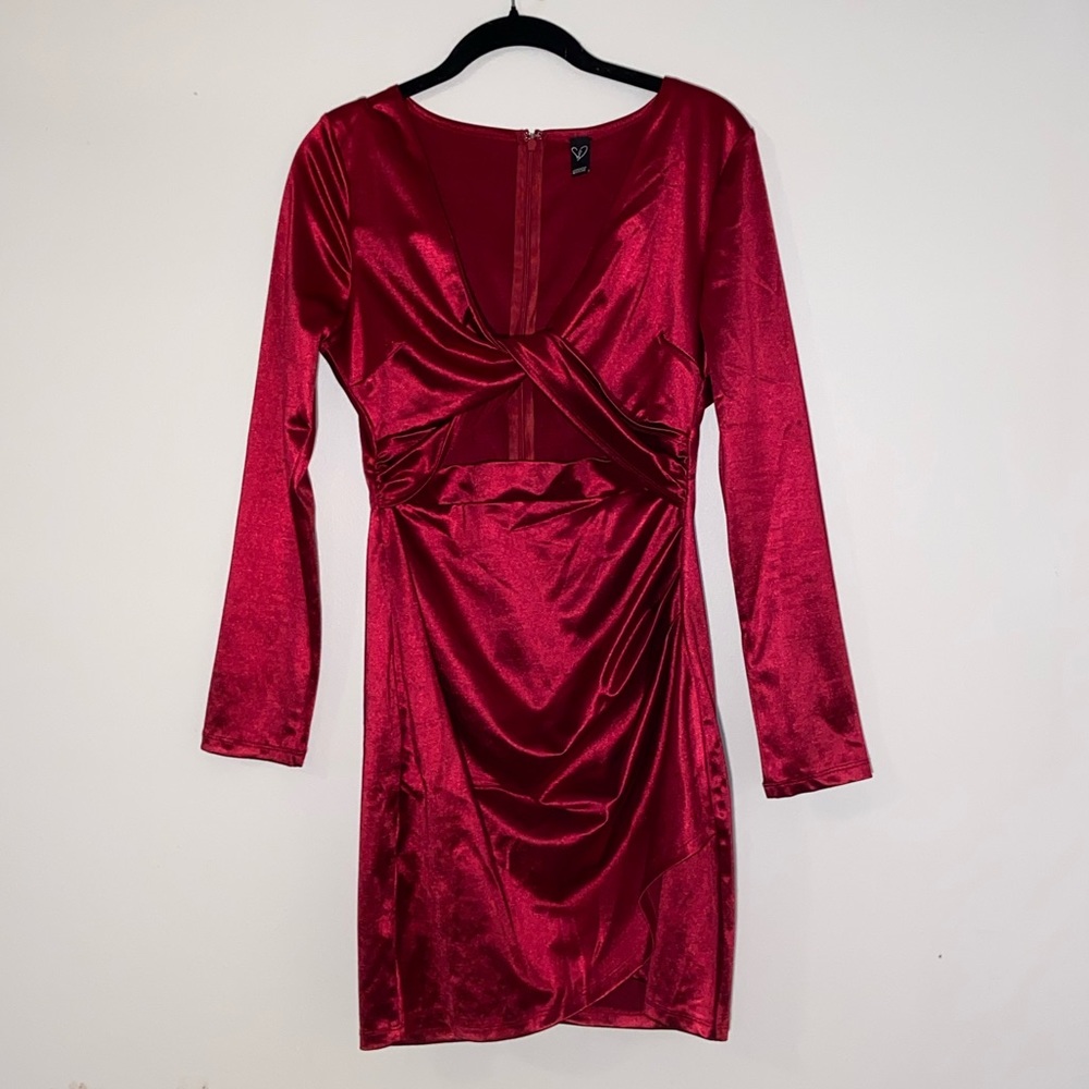 Red Windsor Satin Cut Out Dress